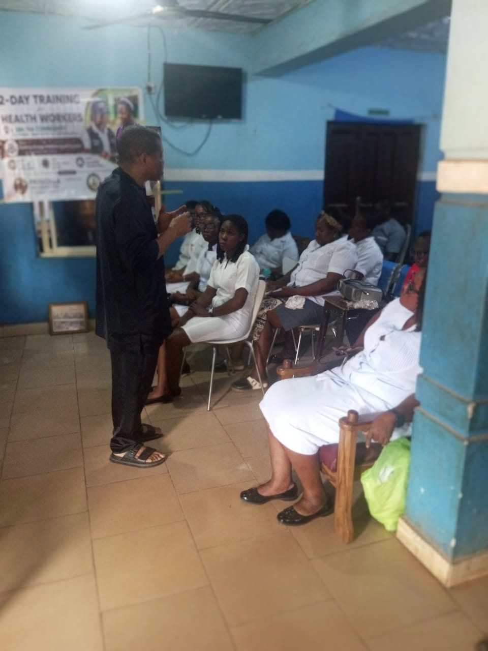 Facilitator engaging seated participants