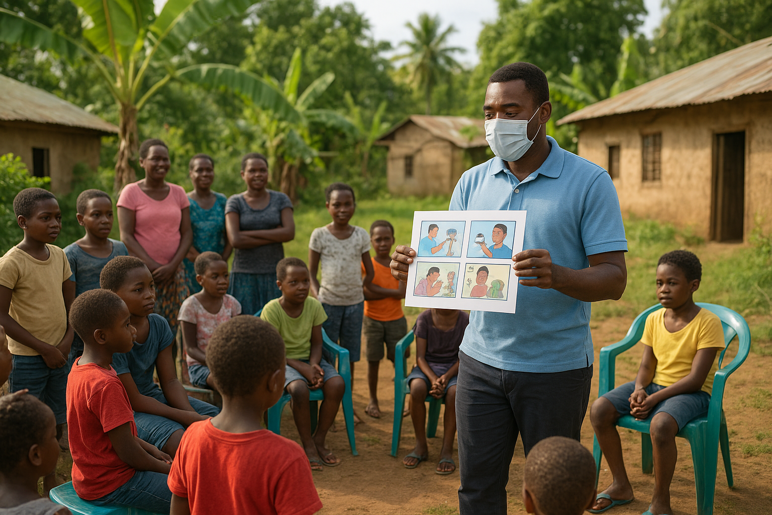 Community Healthcare Outreach - Rural health worker addressing community gathering
